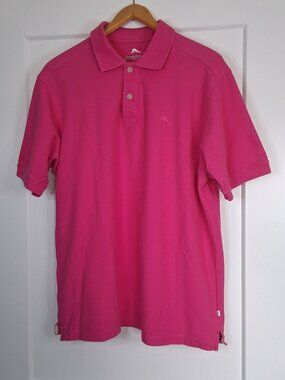 Tommy Bahama Mens XL Pink Polo Shirt Short Sleeve 100% Cotton